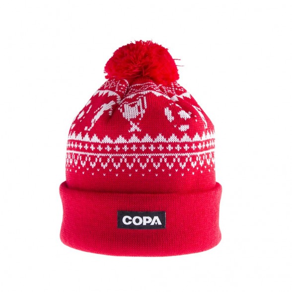 Nordic Knit Beanie - Red / White